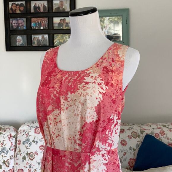 LOFT Pink and Peach Splashy Print Dress, Size 0 - Picture 2 of 6